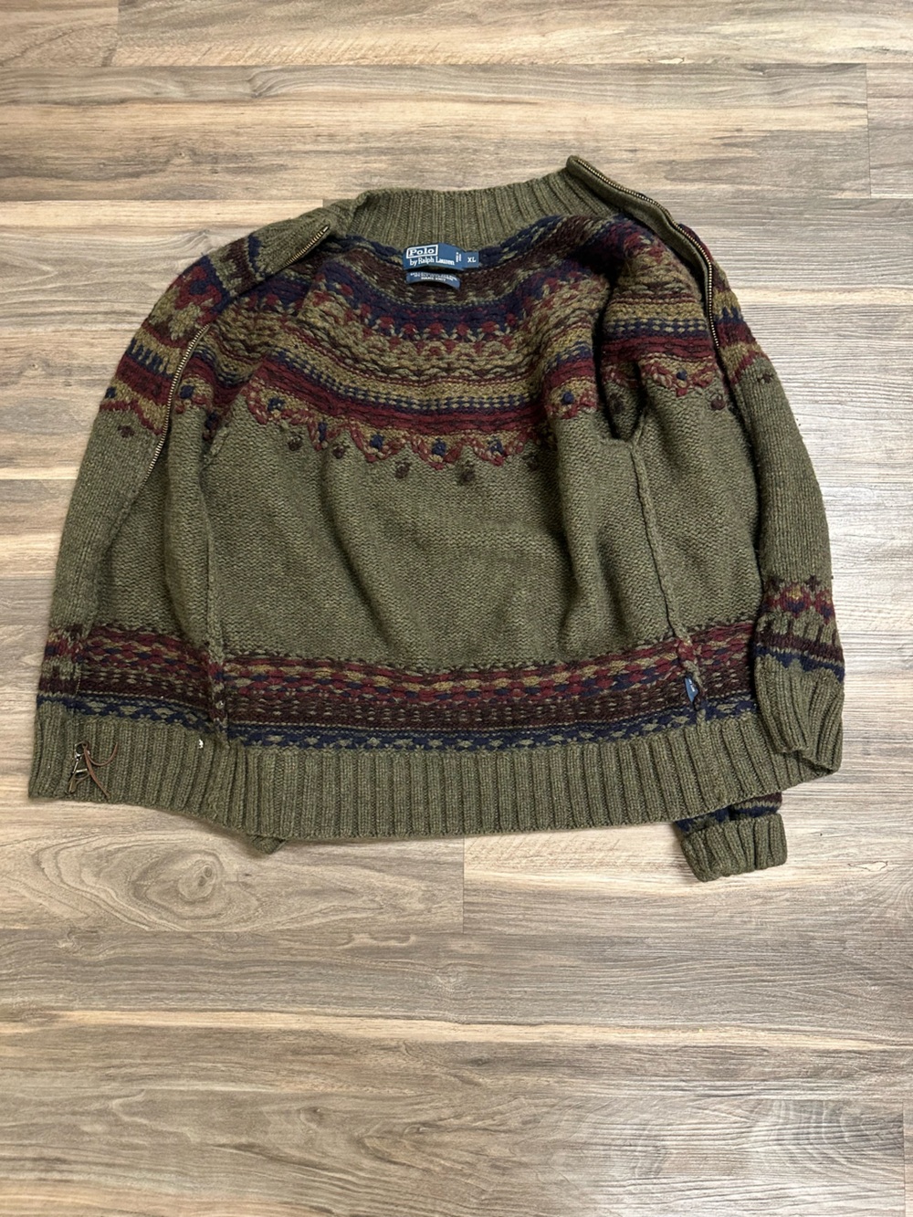 Polo Ralph Lauren Nordic Fair Isle Hand Knit Lambswool Wool Cashmere Zip Sweater - Picture 6 of 6